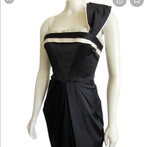 BCBGMAXAZRIA New Year One Shoulder Dress In Black & White size 12